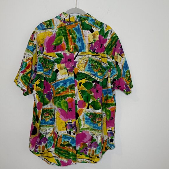 Venezia Women's 18/20 Worn to Perfection Colorful Short Sleeve Button‎ Up Top - Picture 2 of 7